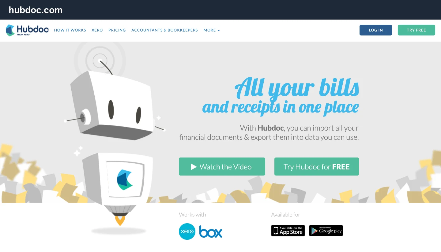 Hubdoc homepage, captured September 2026