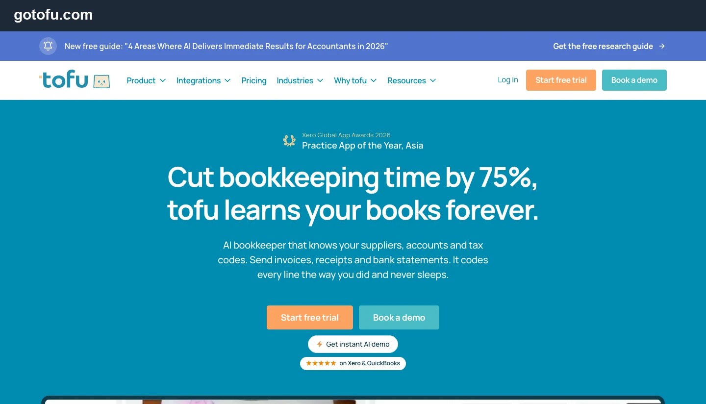 Tofu homepage, captured September 2026